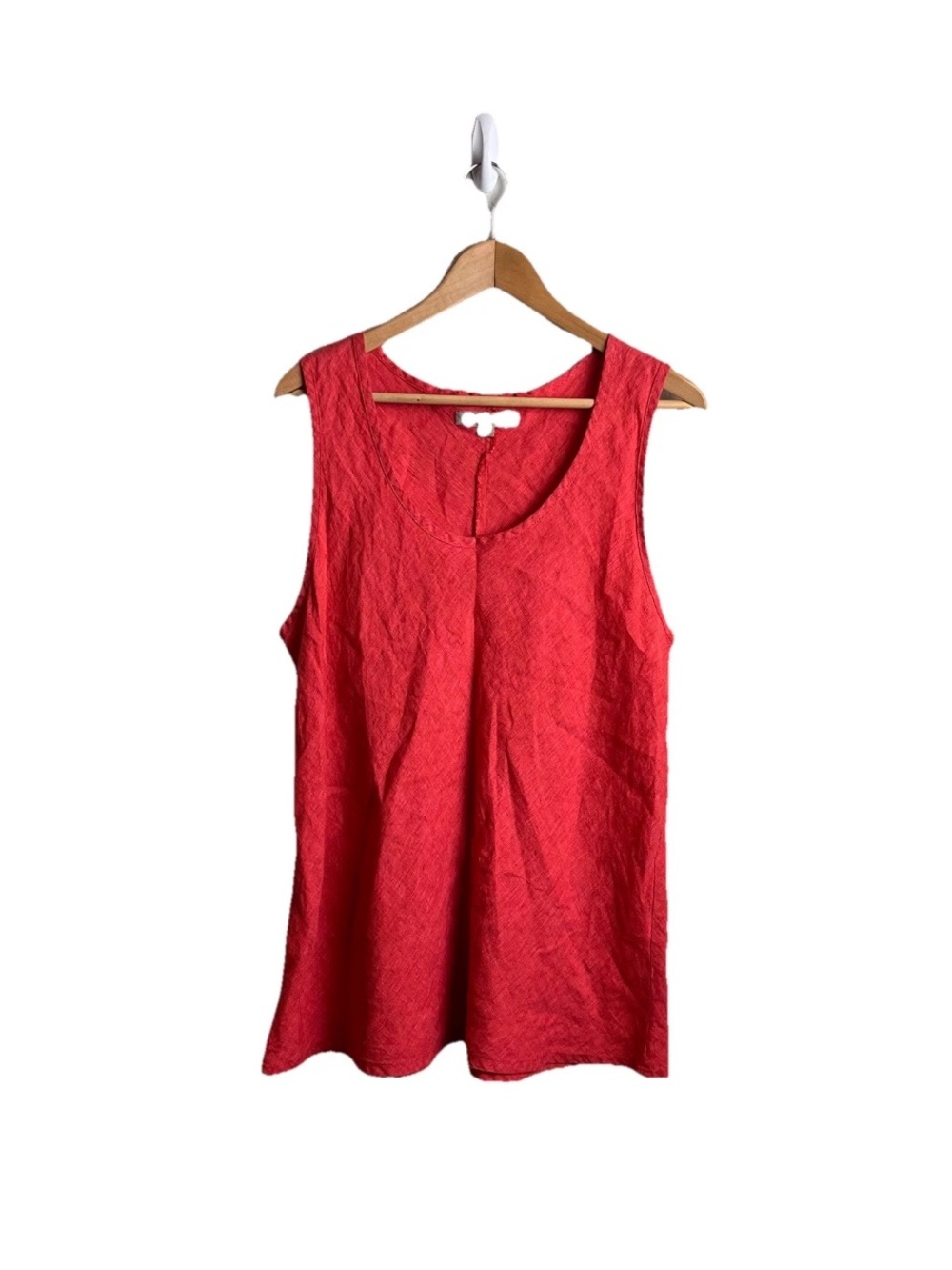 Flax 100% Linen Tank Top M Sleeveless Orange Red Lightweight Women’s Blouse